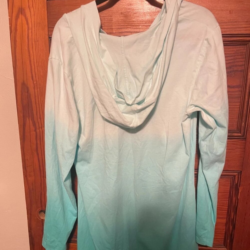 Land's End Women's Medium Cotton Jersey Long Sleeve Hooded Swim Cover-up Dress